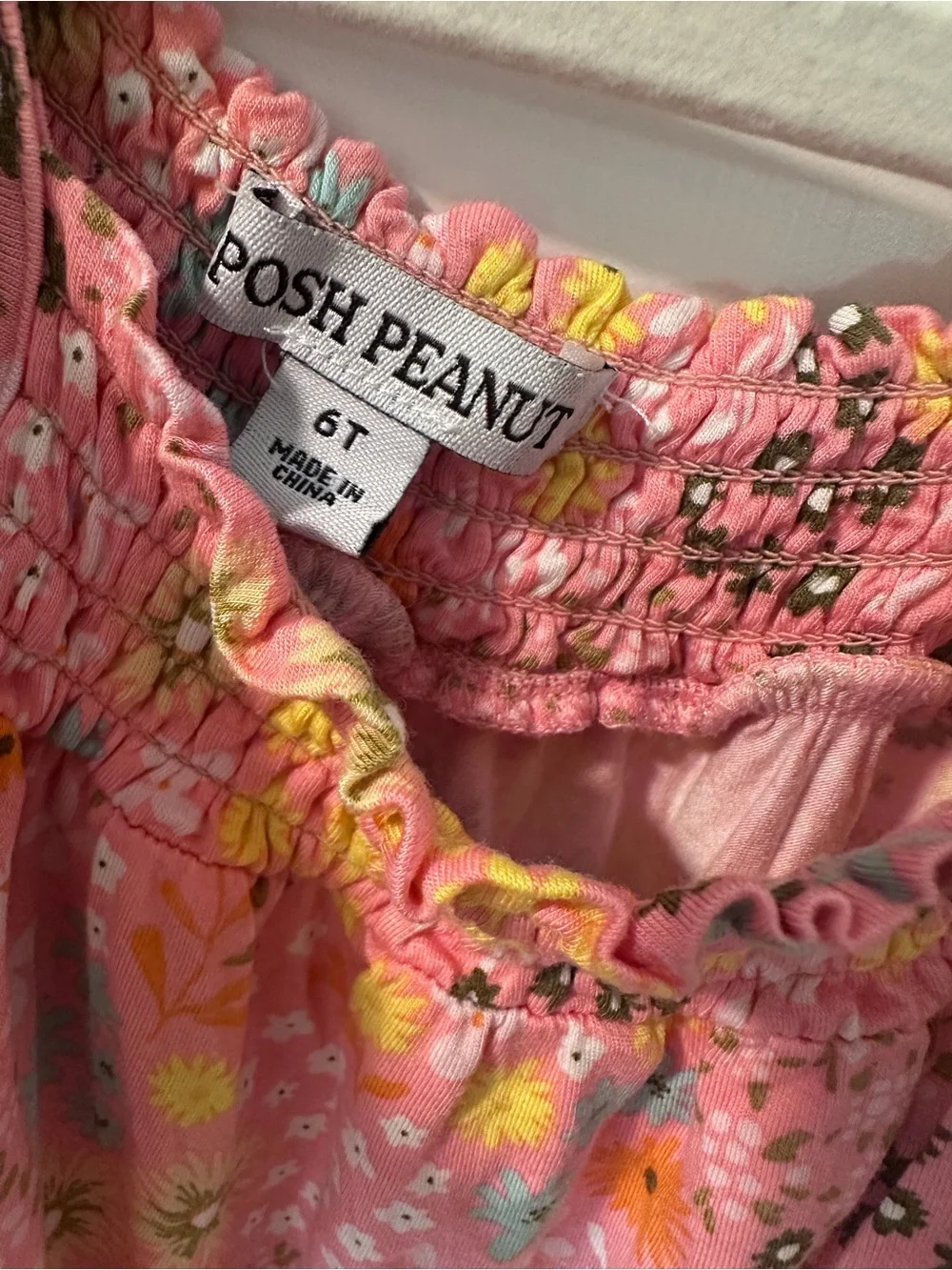 Posh Peanut Pink Floral Smocked Strapless Jumpsuit